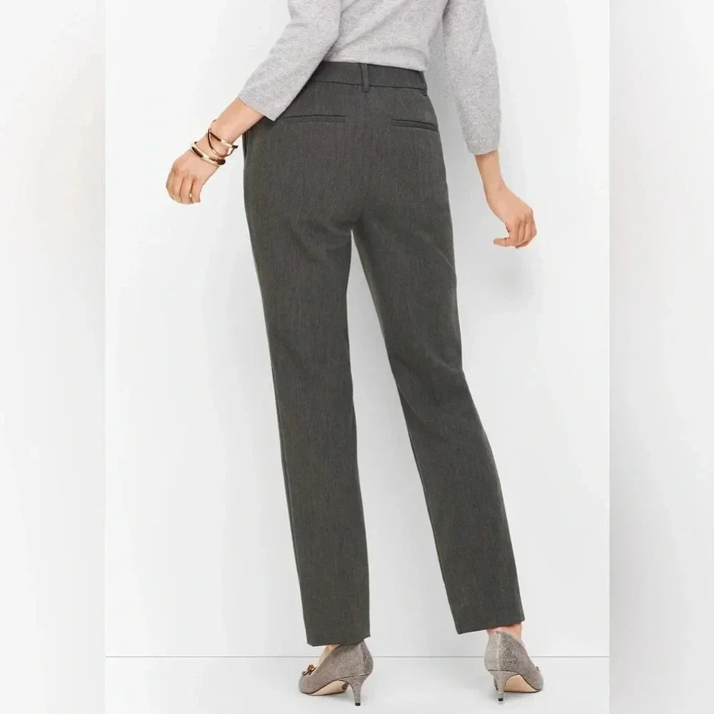 Talbots Women's Cambridge Straight-Leg Career Trousers Comfort Pants Gray 4 NWOT
